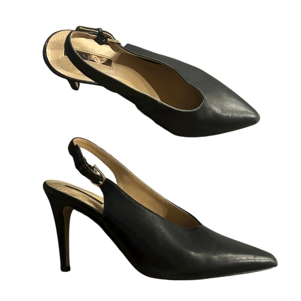 Tahari Leather Elegant Black Slingback Heels